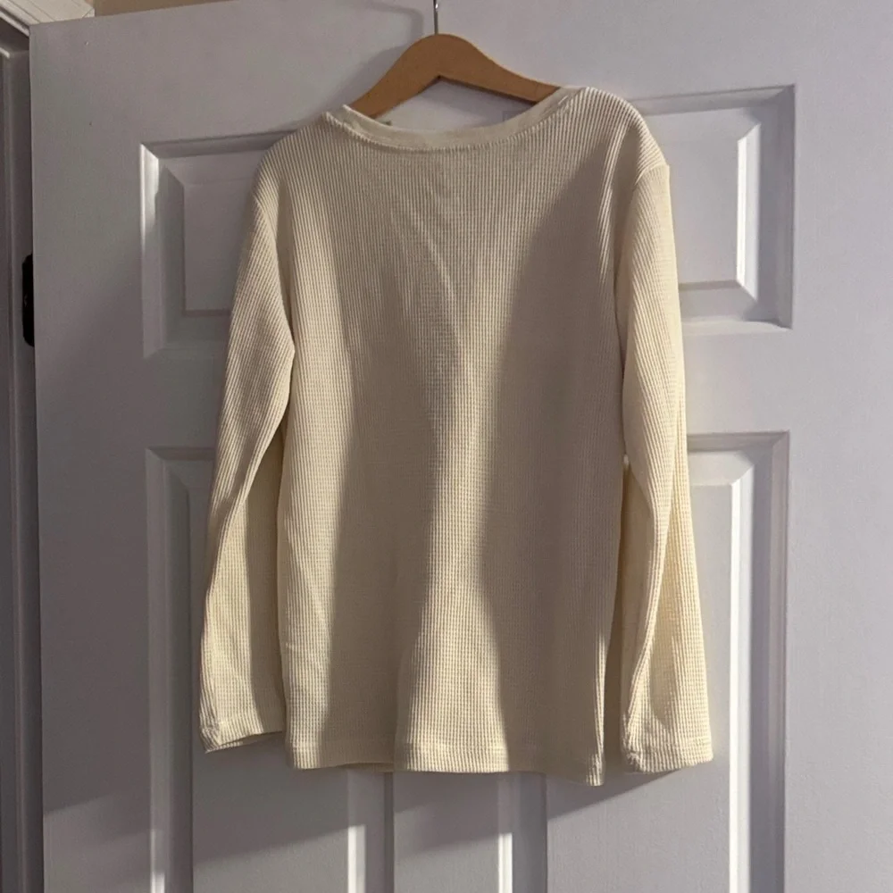 GAP Cream Waffle Long Sleeve Shirt